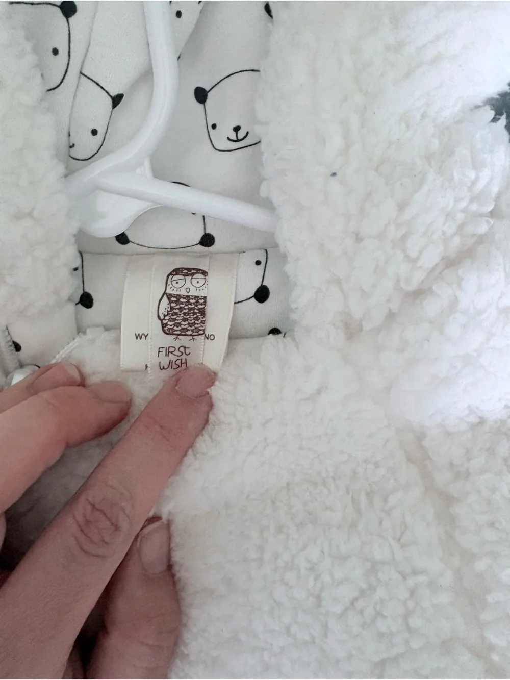 First Wish White Plush Bear Lined Infant Snowsuit